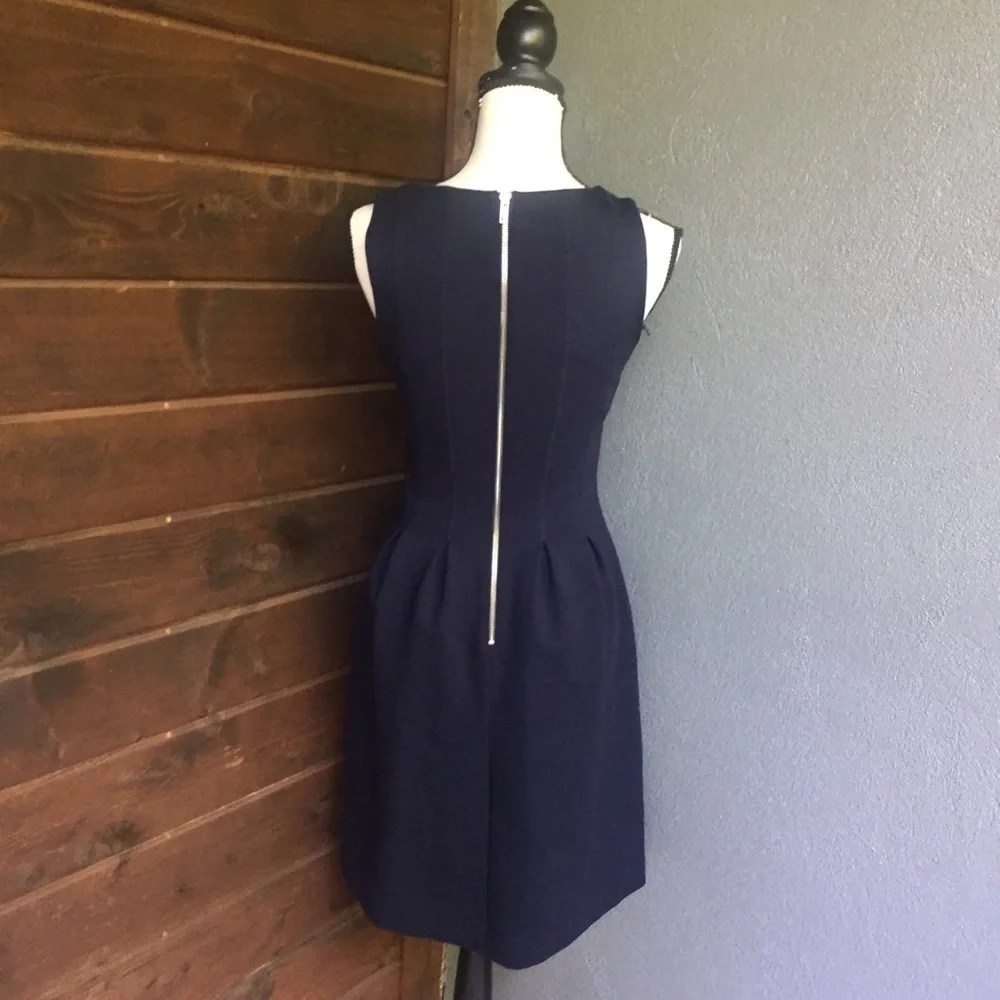 Navy j crew pleated flare navy blue dress